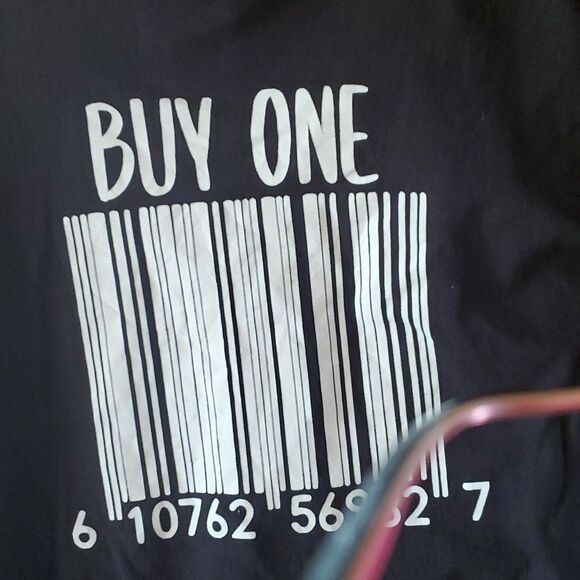 Barcode BUY ONE Graphic T-Shirt Black Funny Statement Tee Unisex - Picture 2 of 6